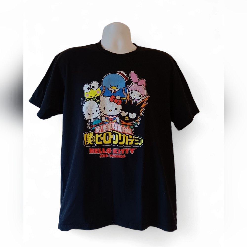 My Hero Academia Hello Kitty men's black short sleeve t-shirt size L